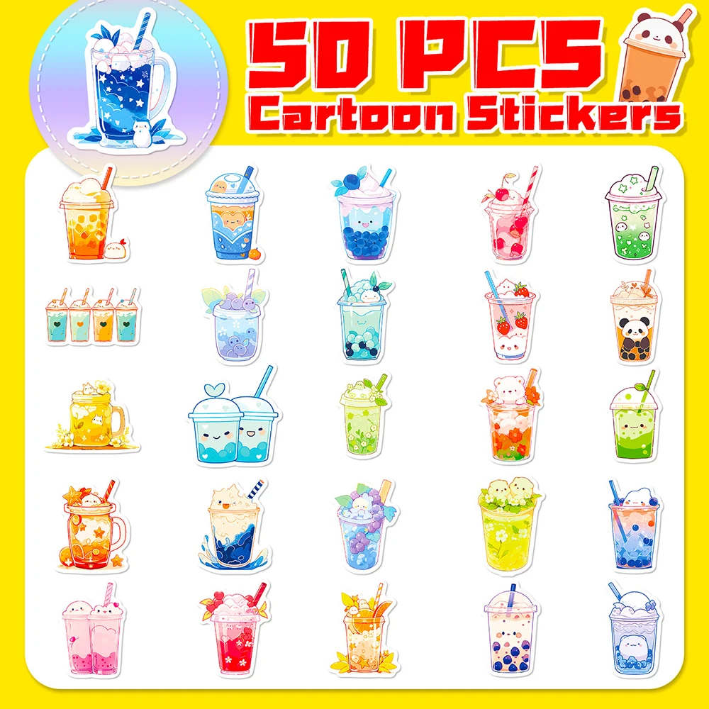 10/30/50pcs Cute INS Drink Animal Aesthetic Stickers Decals Kids Toys Laptop Phone Notebook Suitcase Fridge Decoration Sticker