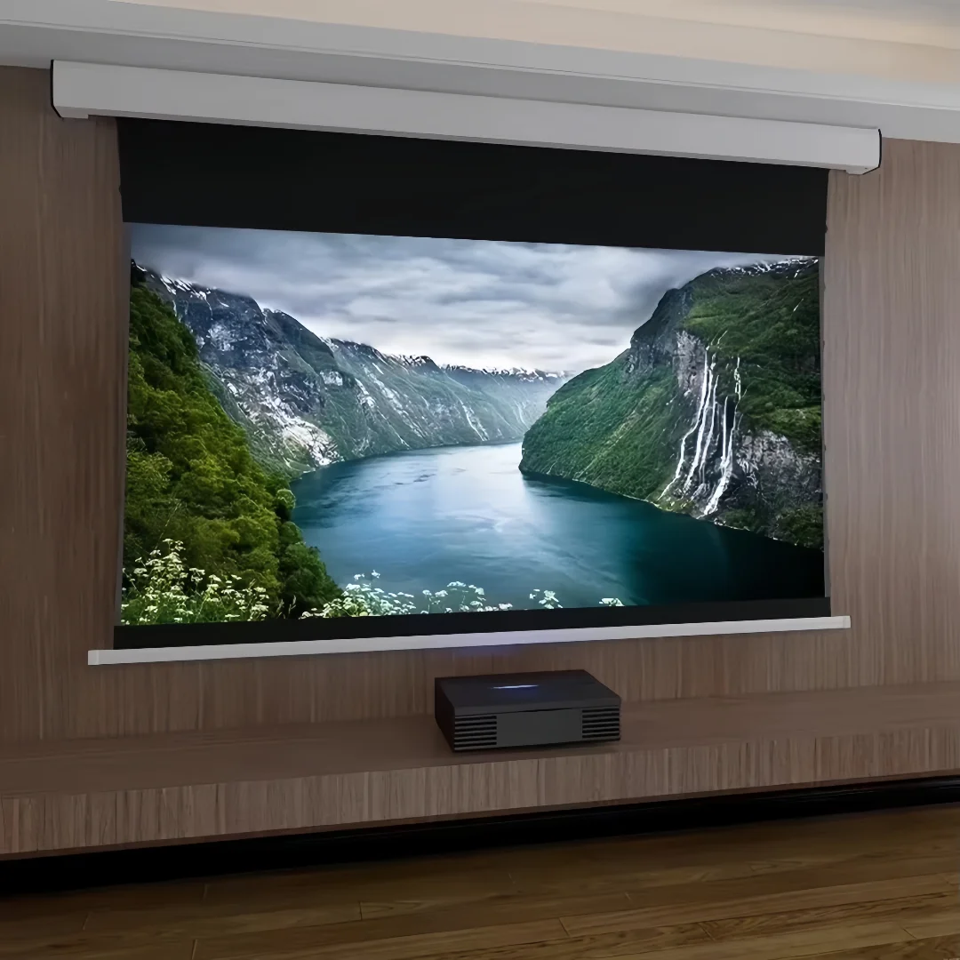 

150 Inch Tab-Tension Wall/Ceiling 4K ALR Ambient Light Rejecting Electric Motorized Cinema Projector Projection Screen