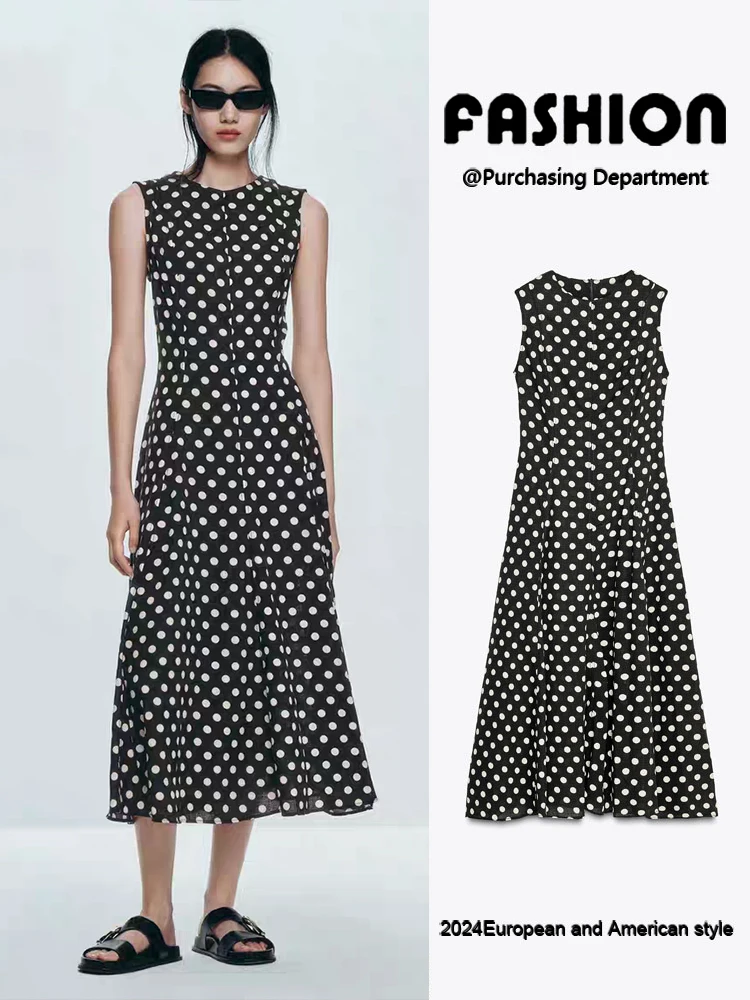 

Faionable Polka Dot Slimming round Ne Svel Dr New Arrival Women's Clothing Ele Sle Summer 2025