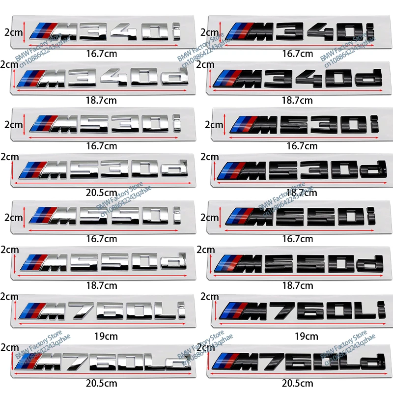 BMW M Series Bond Numbers ABS Emblem for M35i M40i M40d M50i M50d M60i X5M50d X1 X2 X3 X4 X6 X7 Car Trunk Badge Logo Sticker