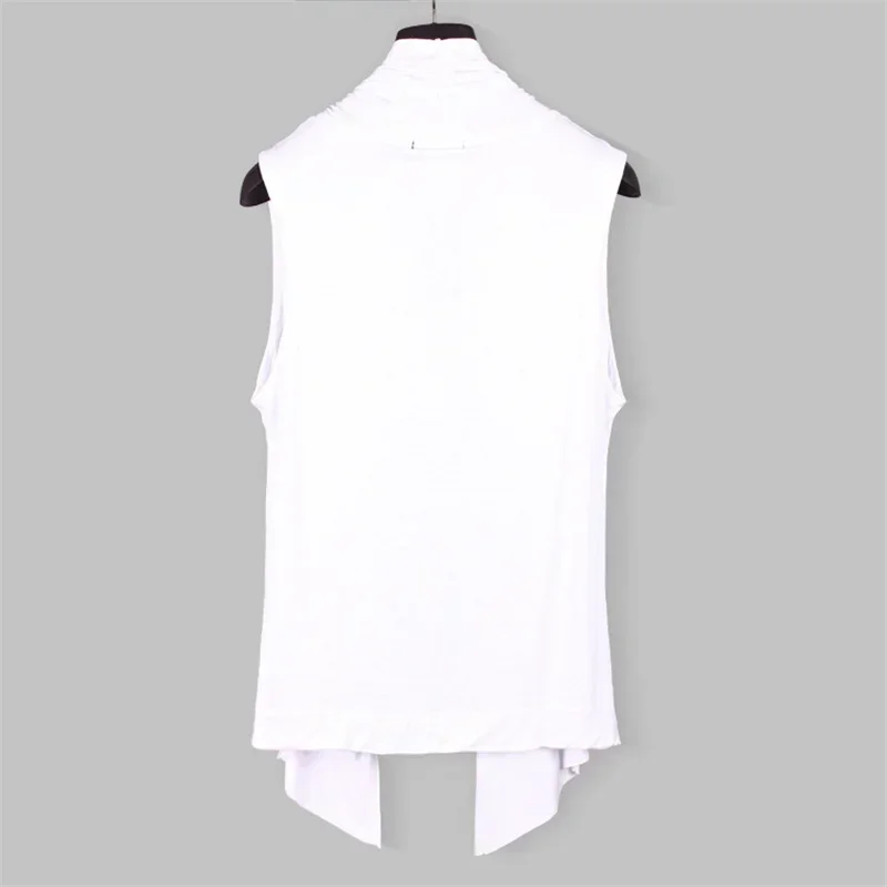 Vintage Streetwear Punk Cape Gray Long Men Sleeveless New Fashion Color Black Cardigan Vest Summer Cloak Man Korean White