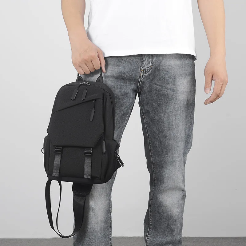 Black Gray Blue Chest Bag Men's Leisure Lightweight Oxford Cloth Waist Bag Crossbody Card Wallet Sports Cycling Riding Sling Bag