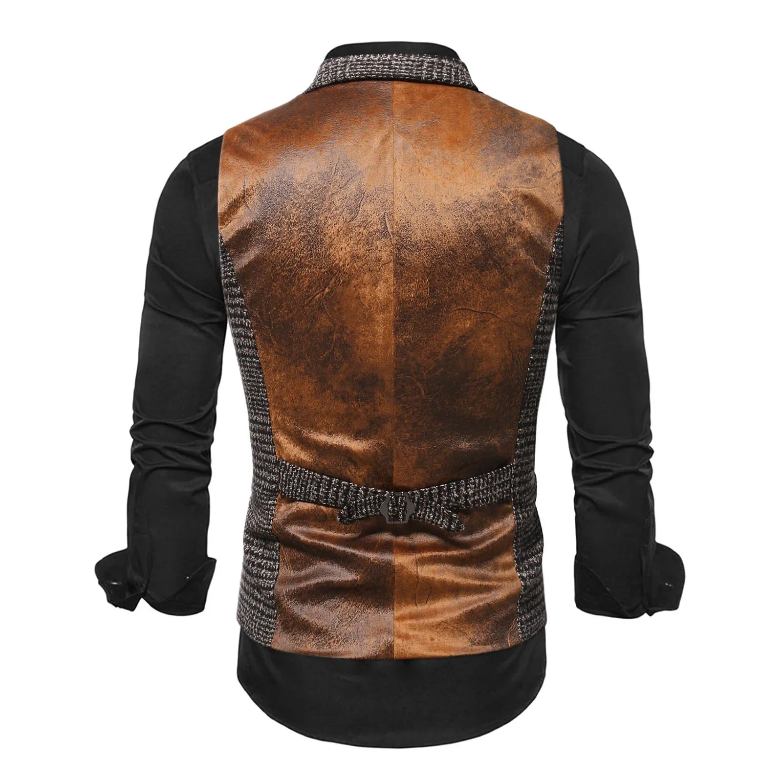 LIBIELIY Mens Suit Vest Fashion Slim Fit Thin Plaid Men Waistcoat Tops Business Vest Waistcoat Man England Style Male Casual Sui