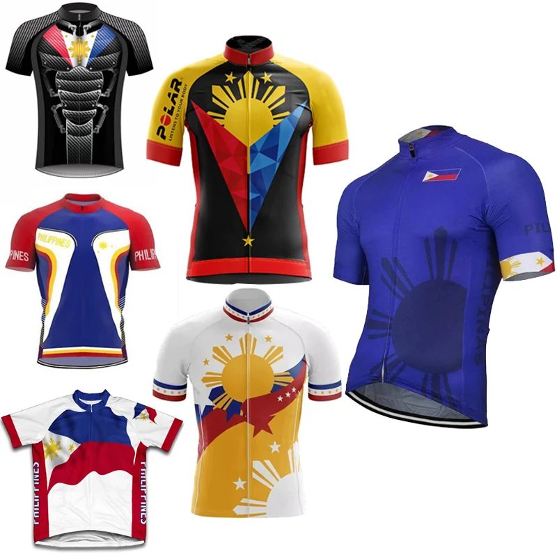 NEW Men's Philippines Team Cycling Jersey Blue Bike Clothing Bicycle Wear Short Sleeve Customizable