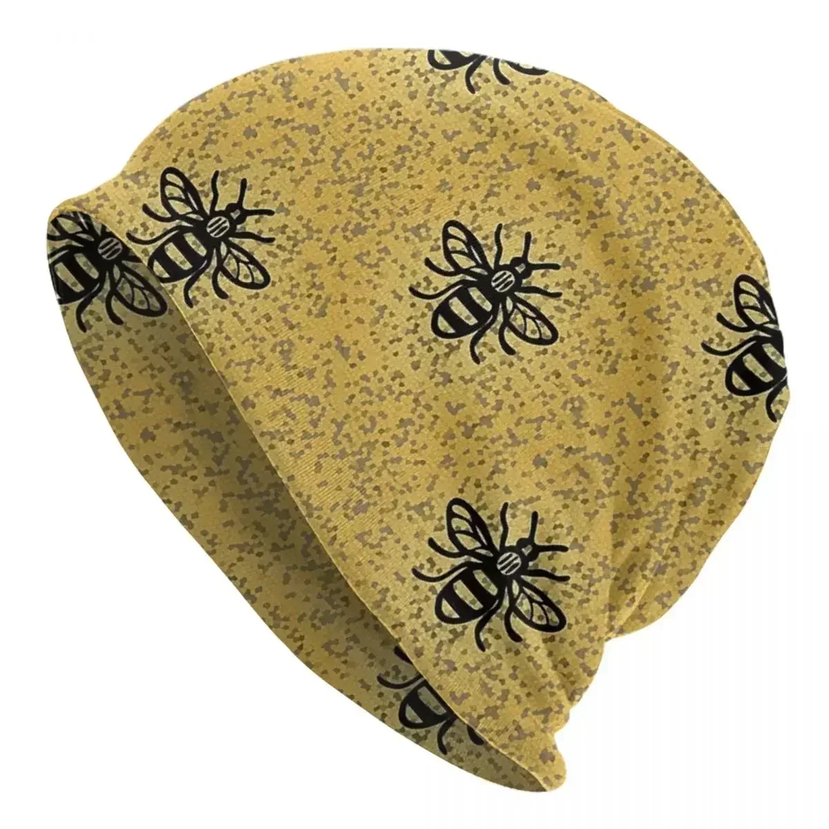 

Теплая вязаная шапка с принтом пчелы, шляпа в стиле хип-хоп, осенне-зимние уличные шапки, шапки для взрослых унисекс