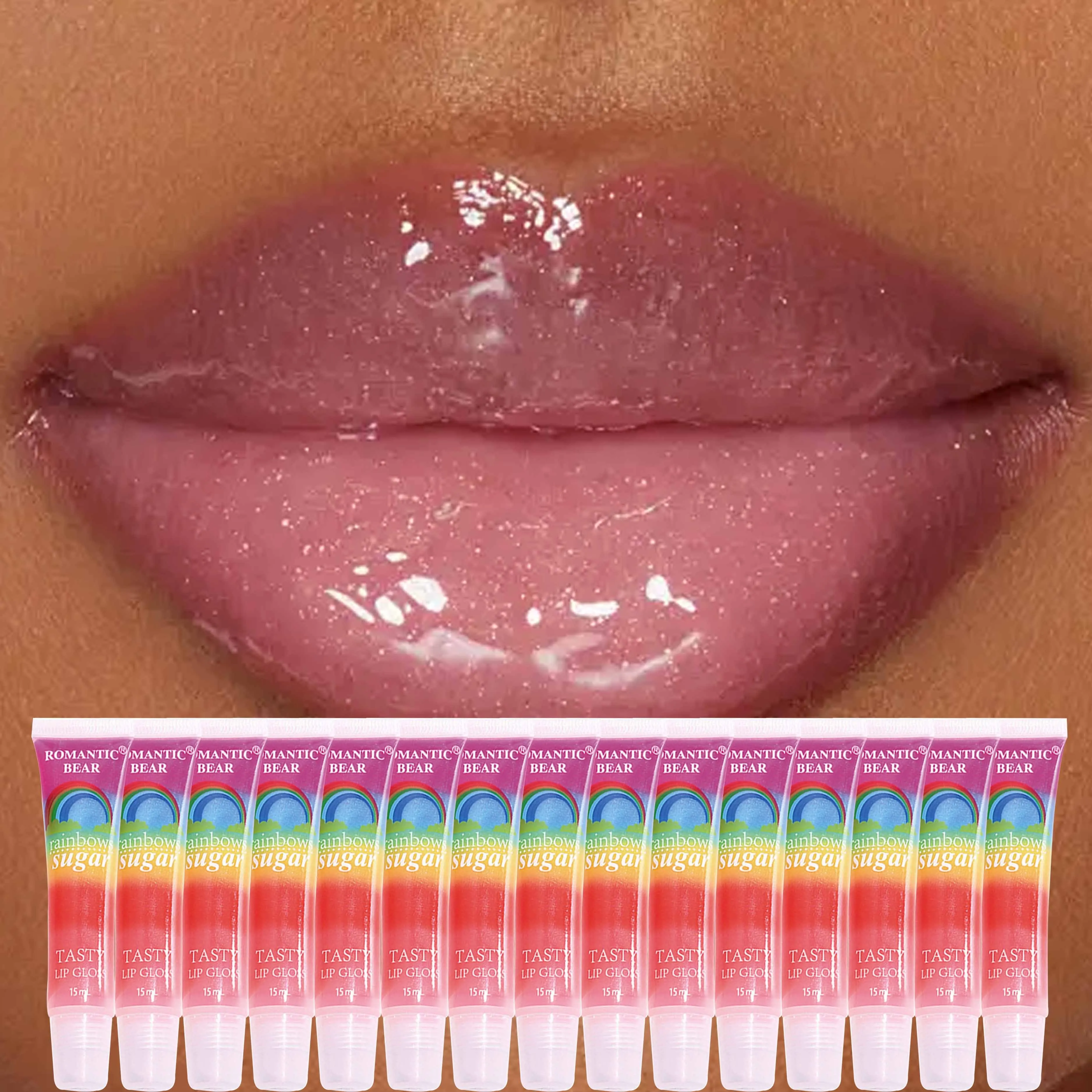 15 szt. Błyszczyk do ust z efektem tęczy, błyszczący błyszczyk do ust, lśniące usta, nawilżenie skóry ust, utrzymanie ich nawilżenia i N