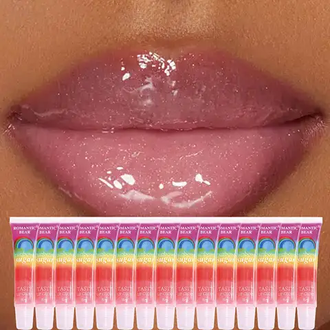 15pcs Rainbow Pearl Lip Gloss Glitter, Rainbow Jelly Lip Gloss, Sparkling Lips, Moisturizing Lip Skin, Keeping It Hydrated And N