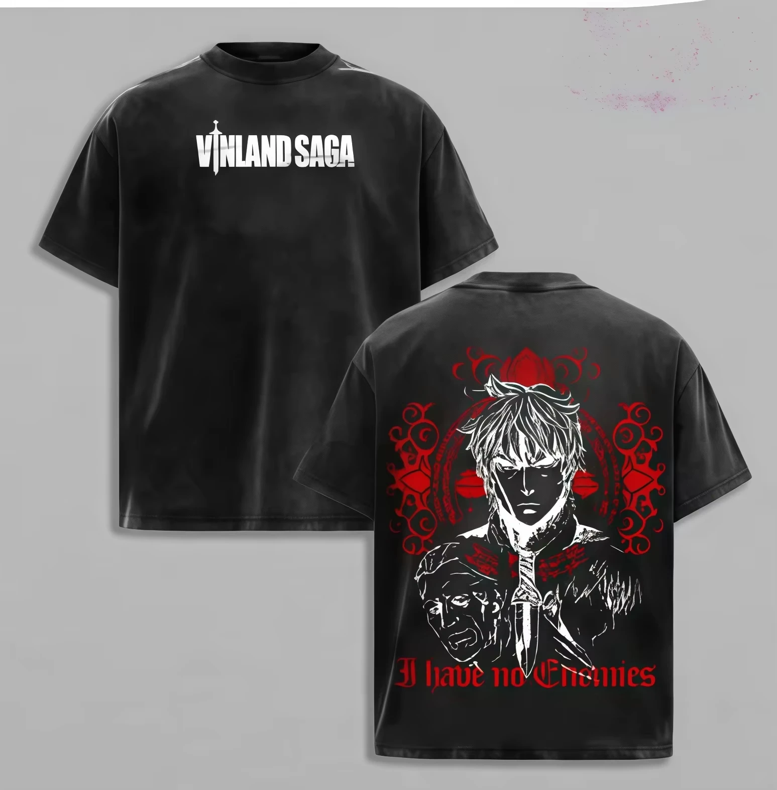 Vinland Saga Washed T-shirt Oversized Unisex Couples Streetwear Trendy Y2k Short Sleeves Classic high quality soft Comfortable