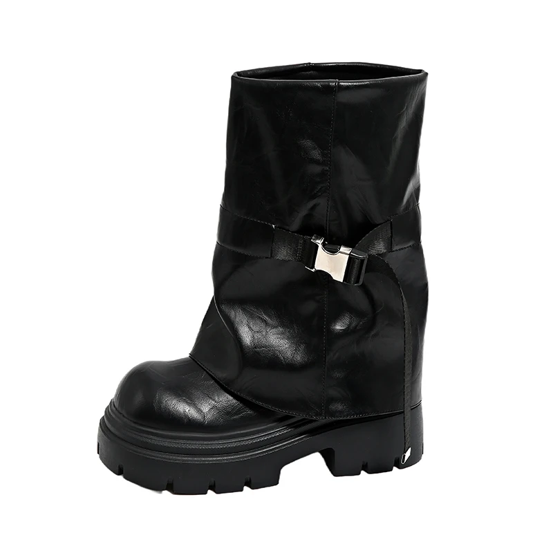 المرأة حذاء من الجلد فساتين راقية أحذية منصة مسطحة الرياضة الشتاء أحذية امرأة 2025 مصمم جديد فام غير رسمي تشيلسي بوتاس #6