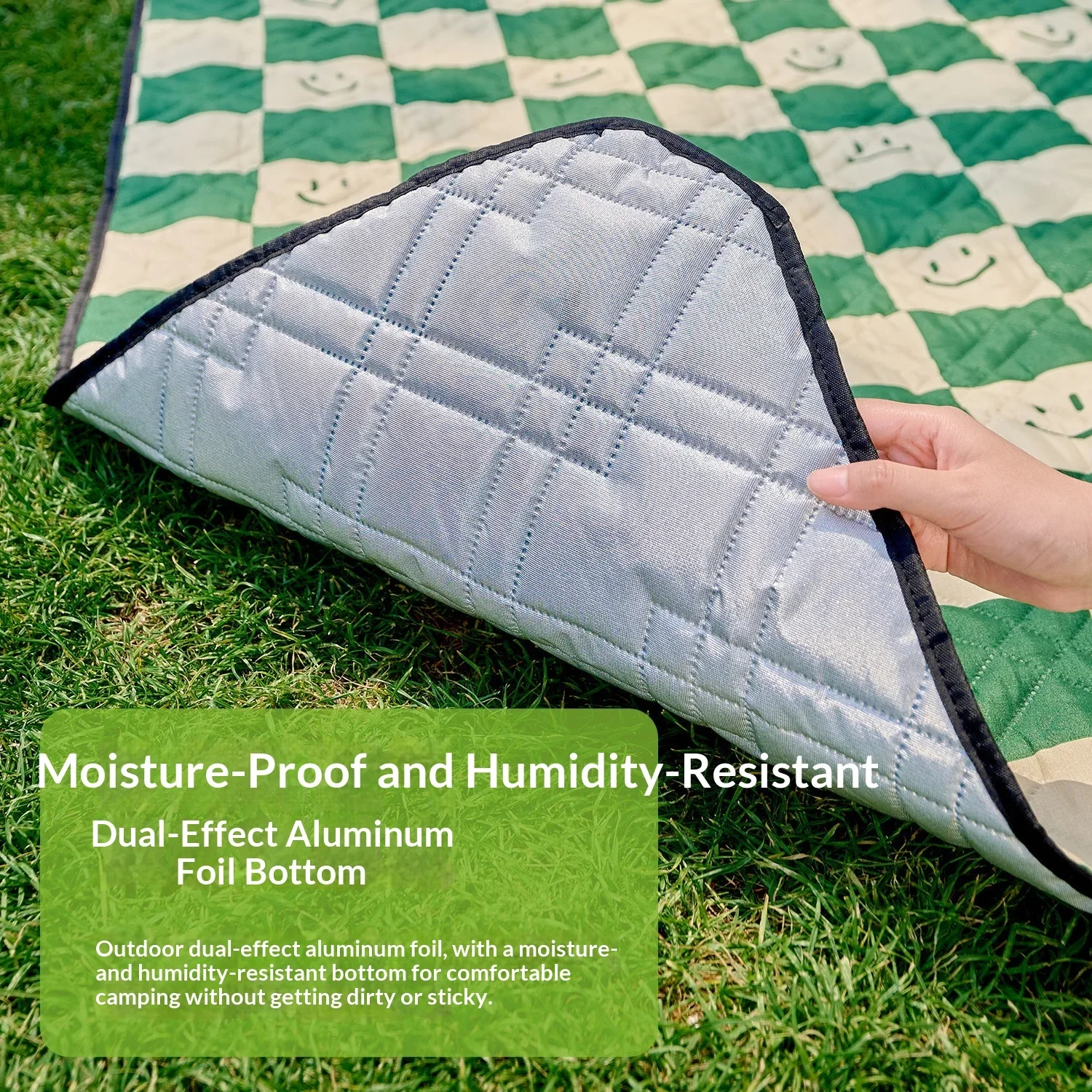 Camping Mat Portable Picnic Mat Waterproof Sand-Proof Foldable Blanket Polyester Padded Aluminum Backing For Hiking Beach Travel