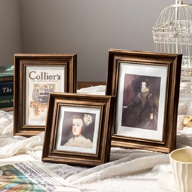 Vintage American Style Photo Frame Retro Stand Display Frame for 6-inch & 8-inch Photos, Decorative Picture Frame Home Decor
