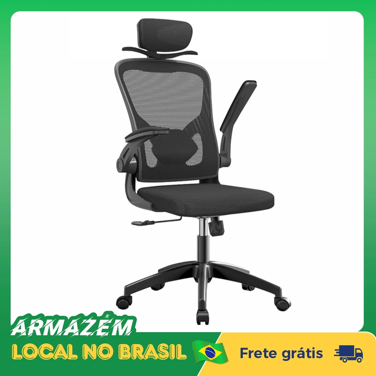 Cadeira ergonômica Python Fly Black com cabide XHOCB03 Cadeira de escritório, apoio lombar e apoio para a coluna vertebral