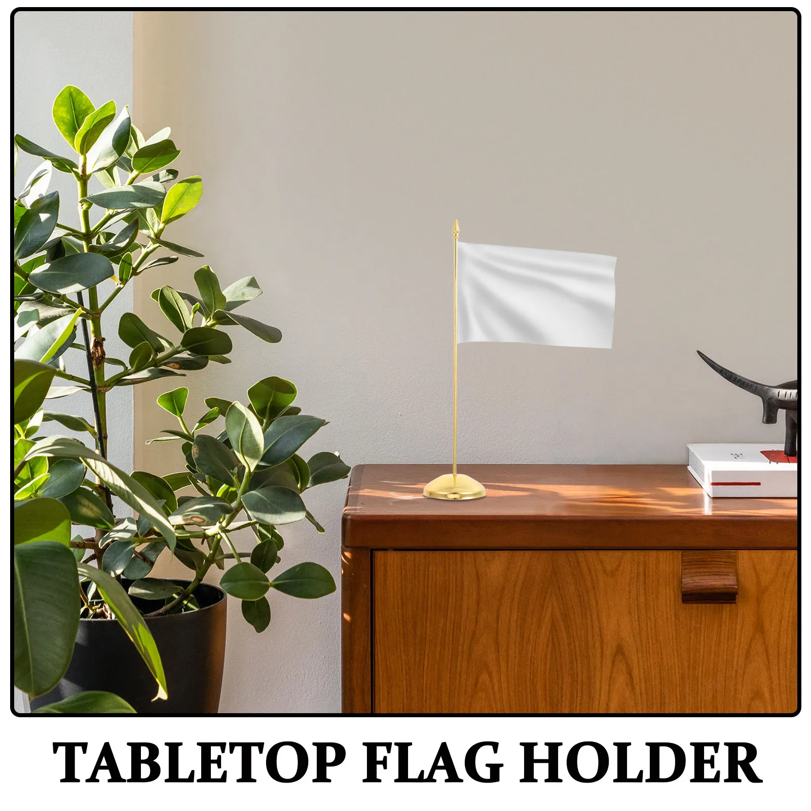 Metal Desktop Flag Holder Polished Table Stand Small Flag Base Miniature Flagpole for Office Events Meeting Indoor Flagpole Base