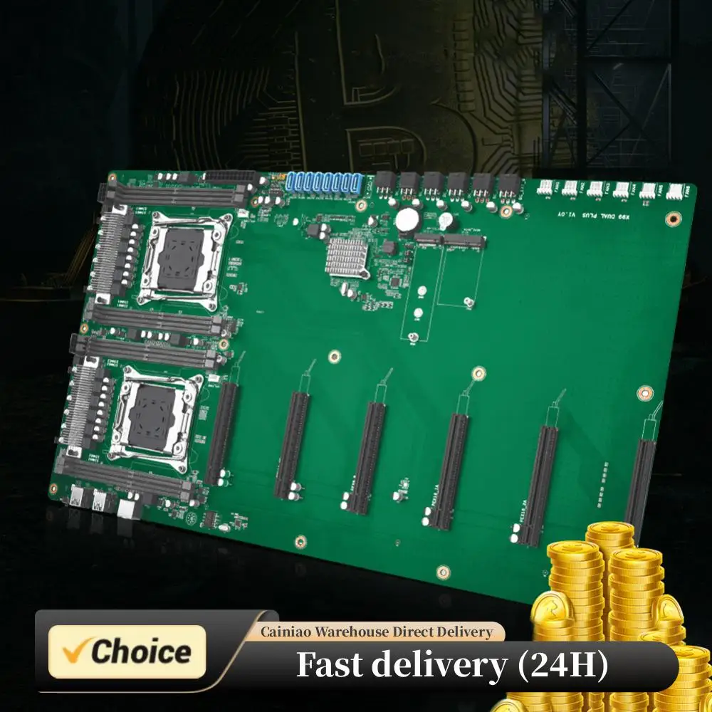

X99 DUAL PLUS Miner Motherboard LGA 2011-3 V3/V4 CPU Socket Miner Motherboard 4* PCIe3.0 X16+2*PCIe3.0x8 8* SATA3.0 4 *USB3.0