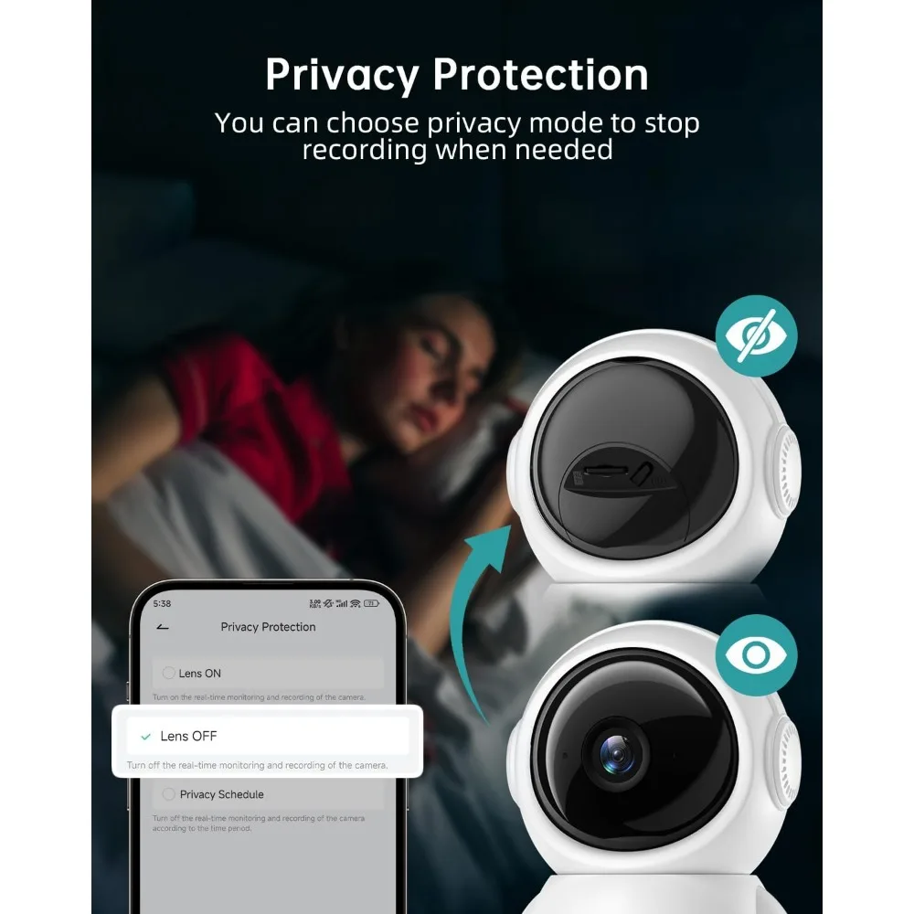 Security camera indoor, 5g/2.4g wifi baby monitor with camera and audio, 2k wired pet cameras for home security, one-click call