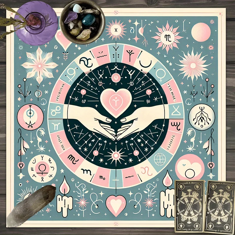 50/75/110/137cm Tarot mat 1PC Star Language Wish Wallpaper Heart Shaped Star Chart Sun And Moon Totem Bedroom Altar Astrology