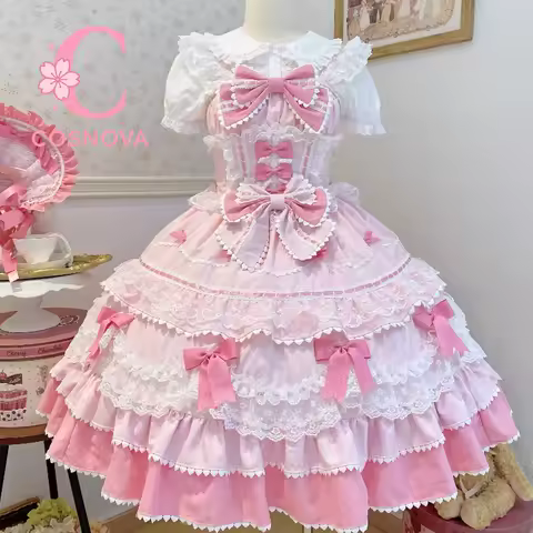 Japanese Sweet Lolita Cake Dress Women Summer Pink Jsk Camisole Party Evening Dresses Slim Waist Cute Bow Mini Dress Korea Chic