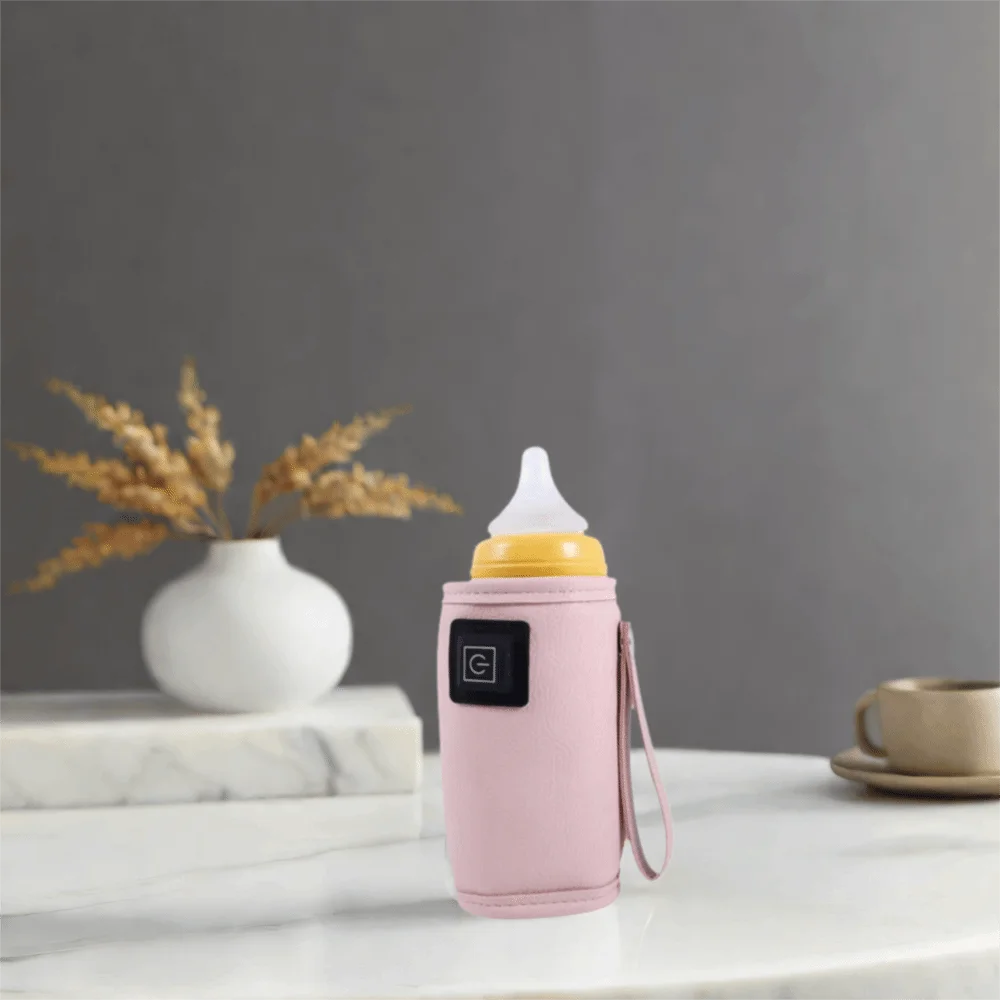 Cubierta aislante para biberones de cuero PU, equipo ajustable, calentador de biberones de leche USB Universal, calentador de biberones de lactancia montado en el coche, noche