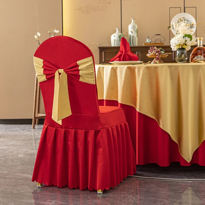 Steel Hotel Restaurant Banquet Chair Covers Dining Seat Covers Stools Benches Universal Bowknot Commercial Furniture Minimalist