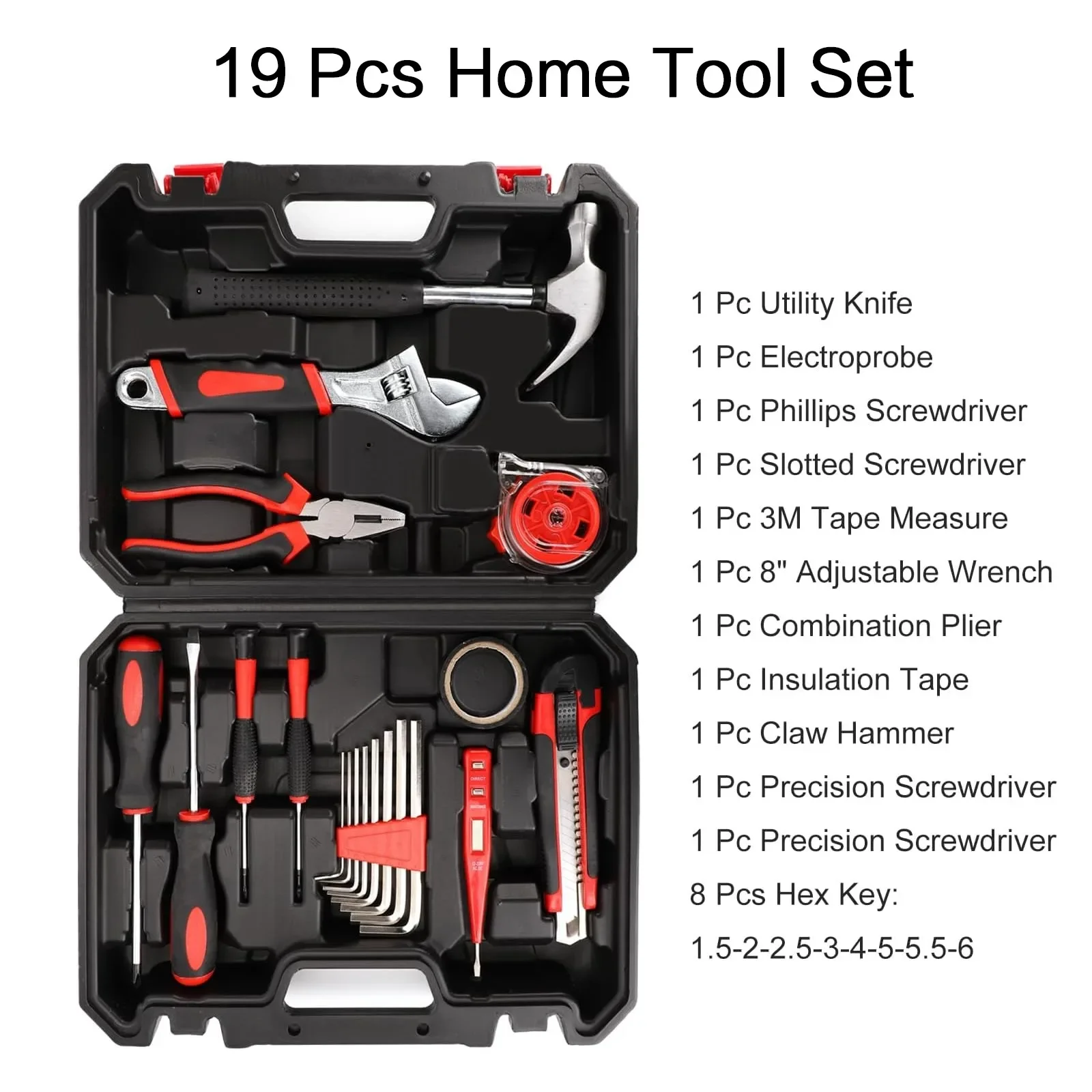 19/43/108Pcs Complete Home Repair Tool Set, Includes Socket Wrench, Hammer, and More - Comes in a Convenient Plastic Storage Box