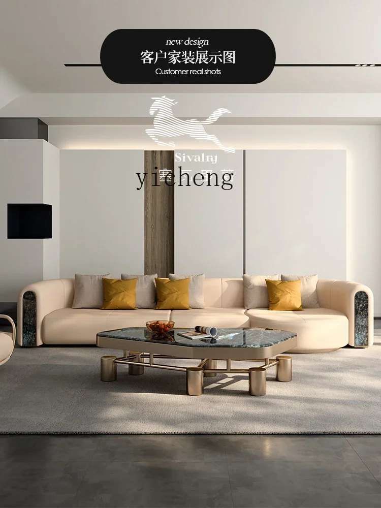 SA-17 Leather Sofa First Layer Cowhide Modern Four-Seat Villa Corner Living Room