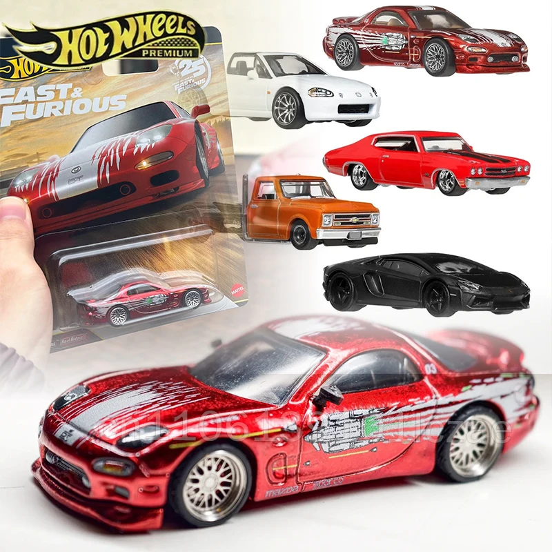 hot-wheels-premium-fast-furious-25°-anniversario-2026-hnw46-mazda-rx-7-lamborghini-chevrolet-honda-modellini-auto-in-scala-1-64-regalo