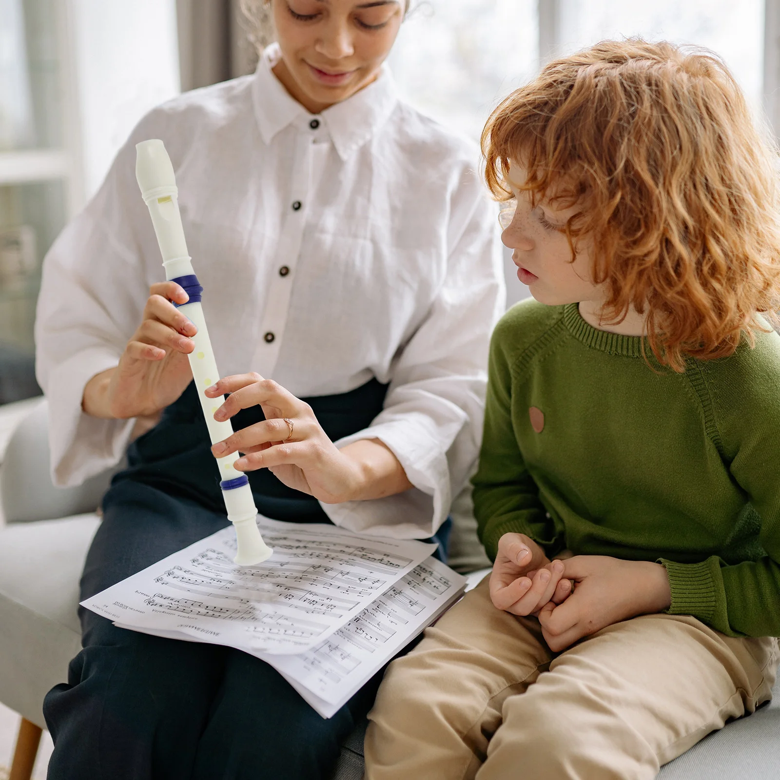 

Recorder Clarinet Kids 8-hole Professional Instrument White for Children Student