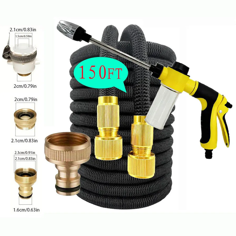 

25FT-150FT Garden Hose Expandable Magic Water Pipes Home Garden Daily Watering Tools High-Pressure Car Wash Cleaning Water Gun