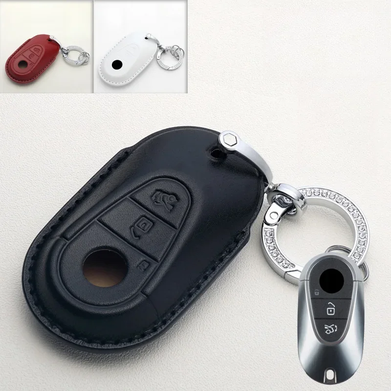 Genuine Leather Car Remote Smart Key Fob Case Cover Holder Bag For Mercedes Benz C E S Class W223 W206 C260 C300 S450 S500 S400