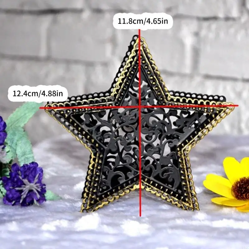 Candeladores estrellas metal decorativos con diseños huecos Candelas hierro para hogar
