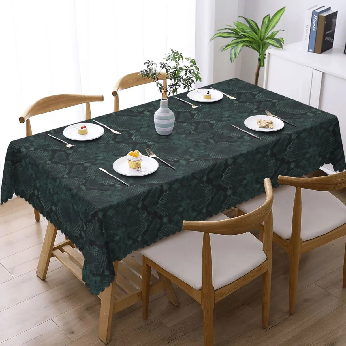Snake Skin Reptile Custom Rectangular Tablecloth Oilproof Table Cover for Dining Events Table Cloth