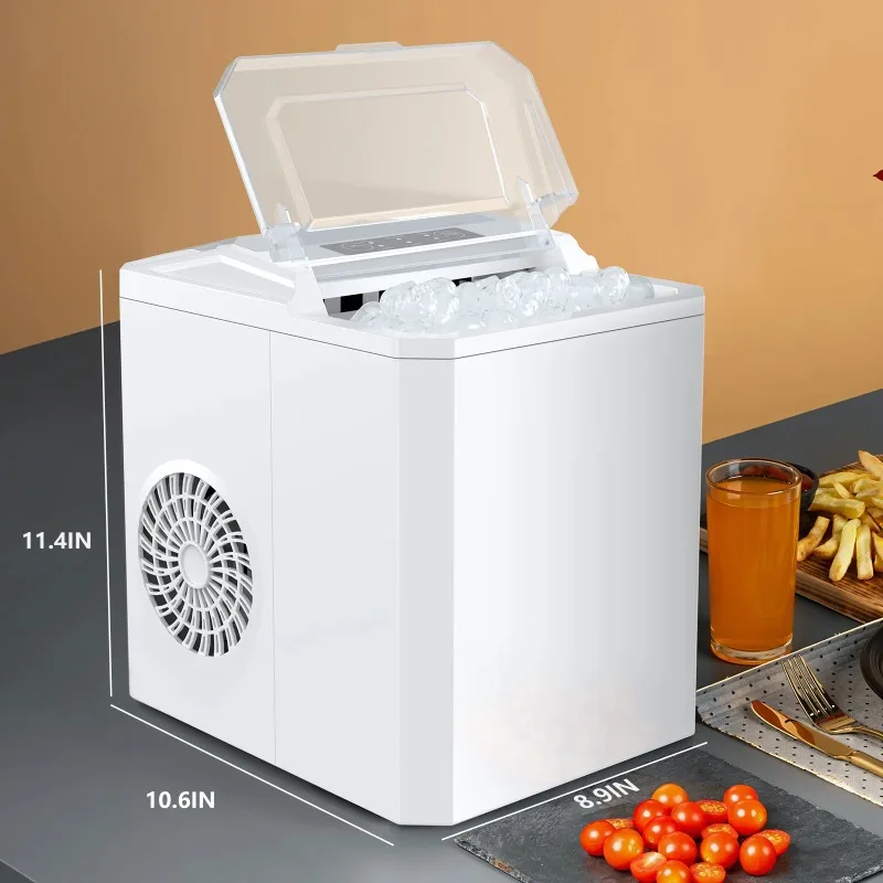 CONCETTA Ice Maker Countertop, 26lbs/24Hrs, 2 Sizes of Bullet Ice for Home Kitchen Office Bar Party, White