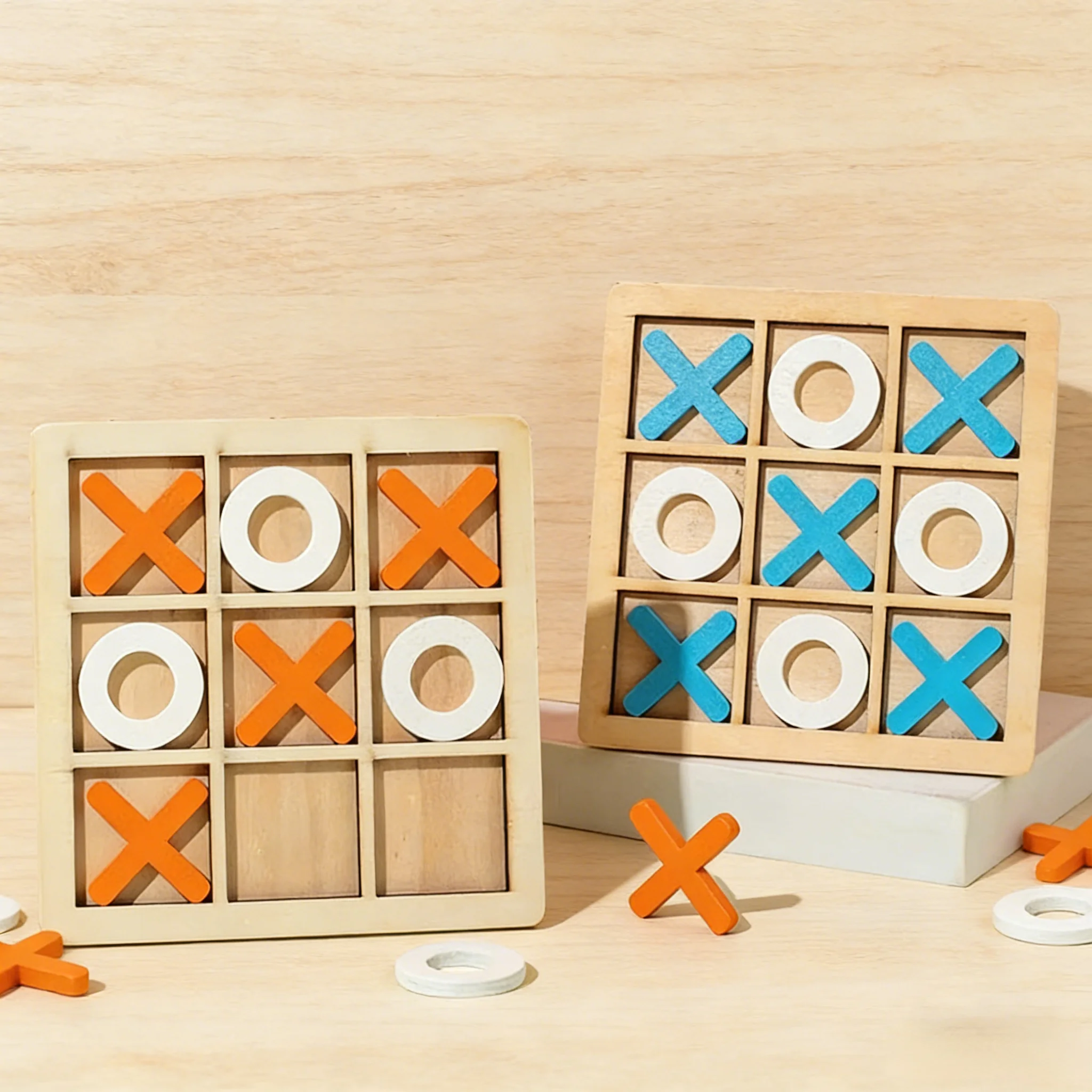 Juego de Mesa Tic Tac Toe de Madera, Mini Ajedrez, Juguetes Educativos Tempranos, Entrenamiento de Pensamiento Lógico, Rompecabezas de Interacción Padres-Hijos