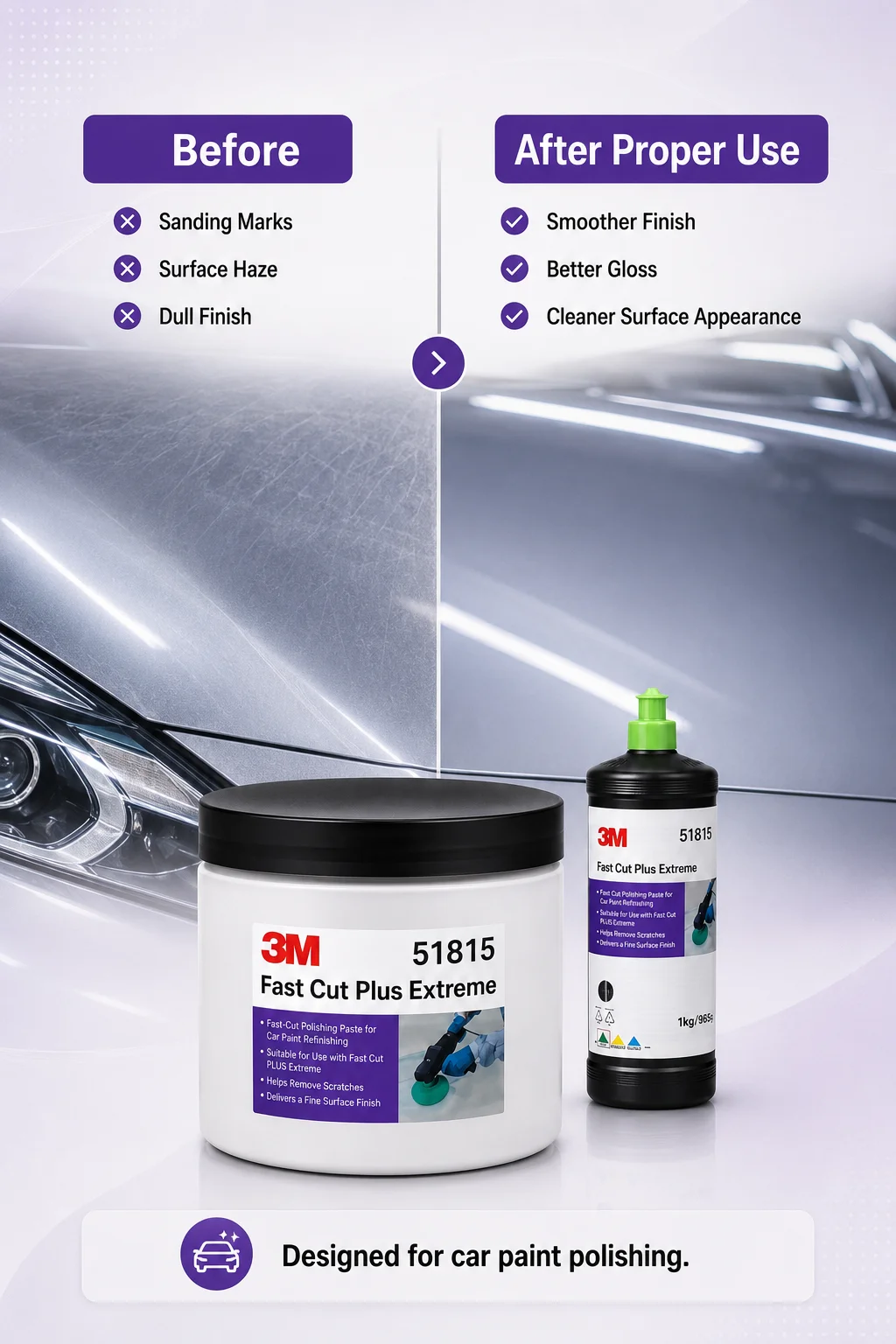 3M 51815 80349 50383 Autopolitur Schnellschnitt Extrafein Ultrafein Kratzer- und Wirbelentferner Lackkorrektur 100g – Detail 4