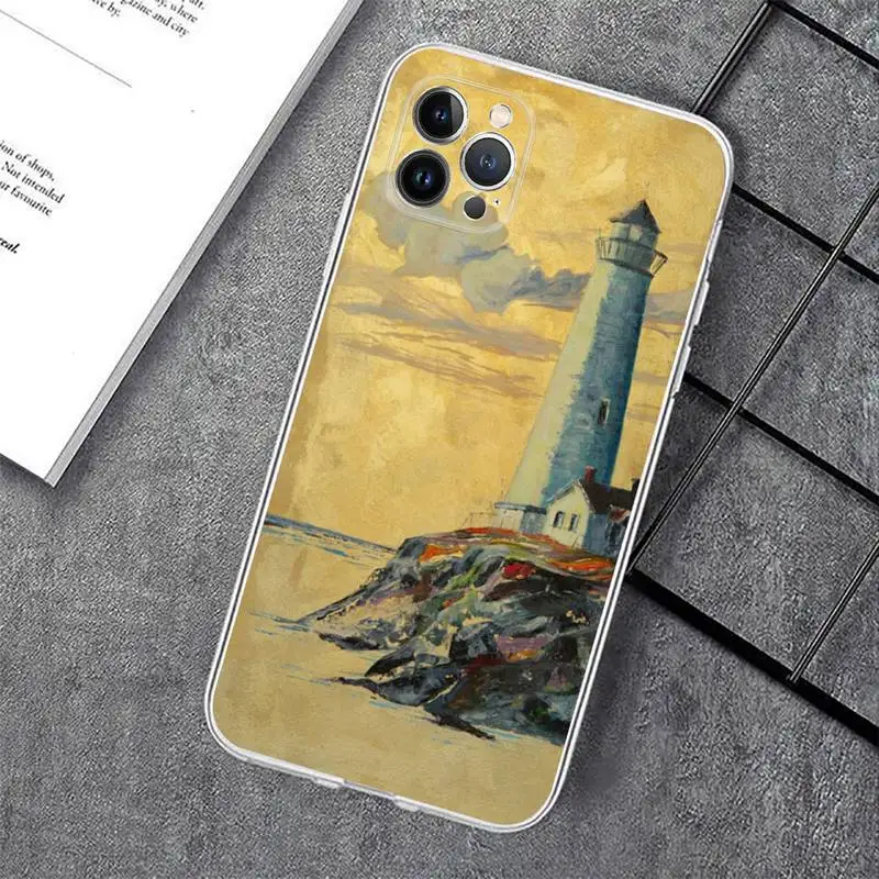 MaiYaCa Hand Painted Lighthouse Phone Case For iPhone XR X XS Max 14 13 Pro Max 11 12 Mini 6 7 8 plus SE 2020 Printing Cover