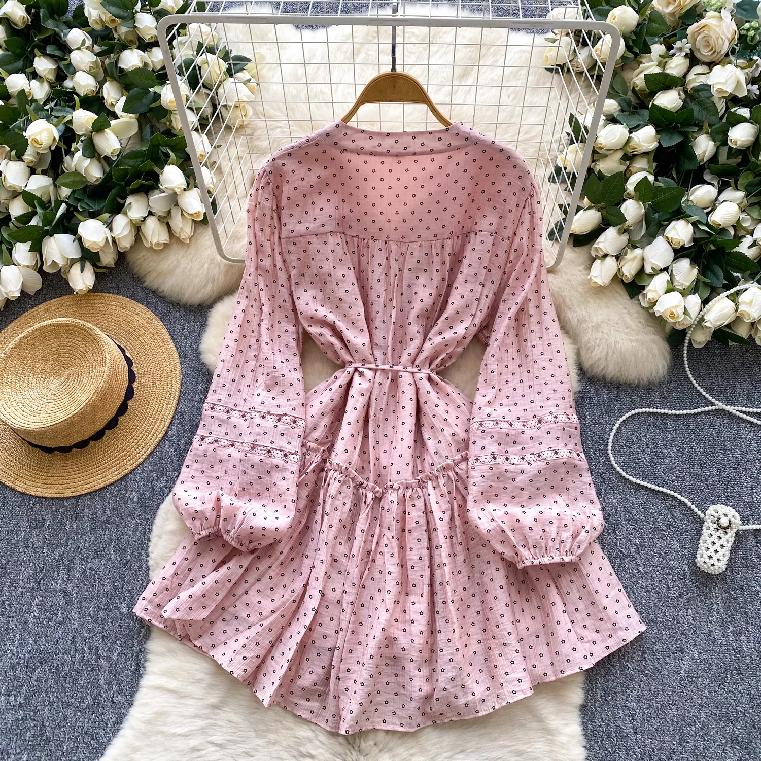 Elegancka sukienka w stylu vintage, seksowna, łączona, w kształcie litery A, w stylu koreańskim, w stylu boho, sukienka letnia, odzież damska.