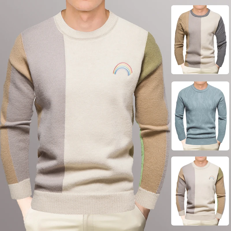 

(11 Colors Optional) New Casual Slim Long-sleeved Sweater Men's Comfortable, Warm and Handsome Youth Knitted Round Neck Top