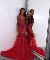 Glitter Sequins Mermaid Prom Dresses For Black Girl Evening Party Gala Gown Luxury Beaded Crystals Birthday vestidos de festa