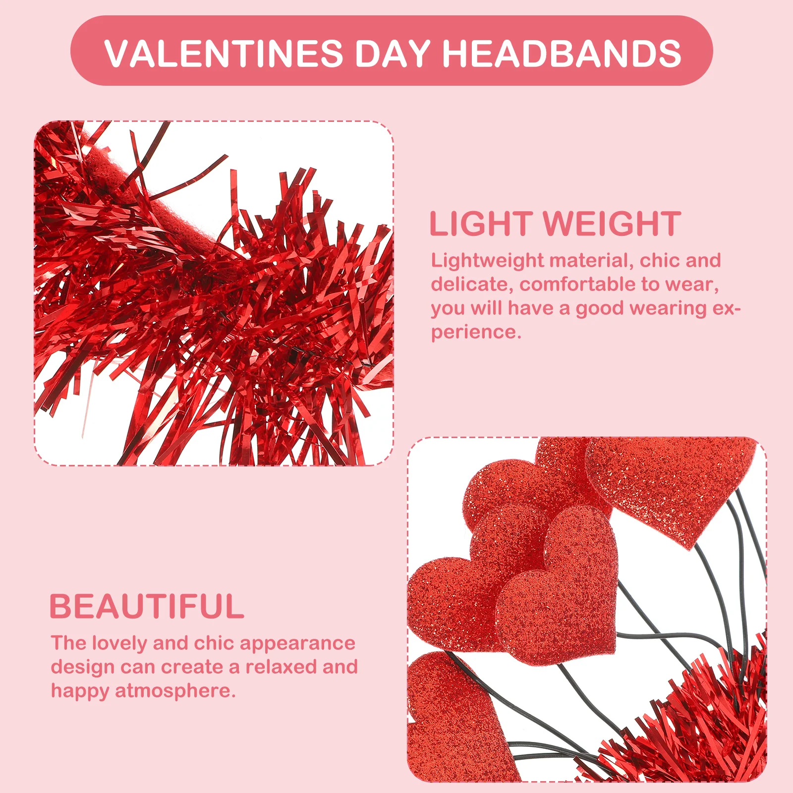 

Heart Shape Headband Lightweight Chic Design For Valentine'S Day Party Festival Carnival Masquerade Wear Hair Accessory Decor