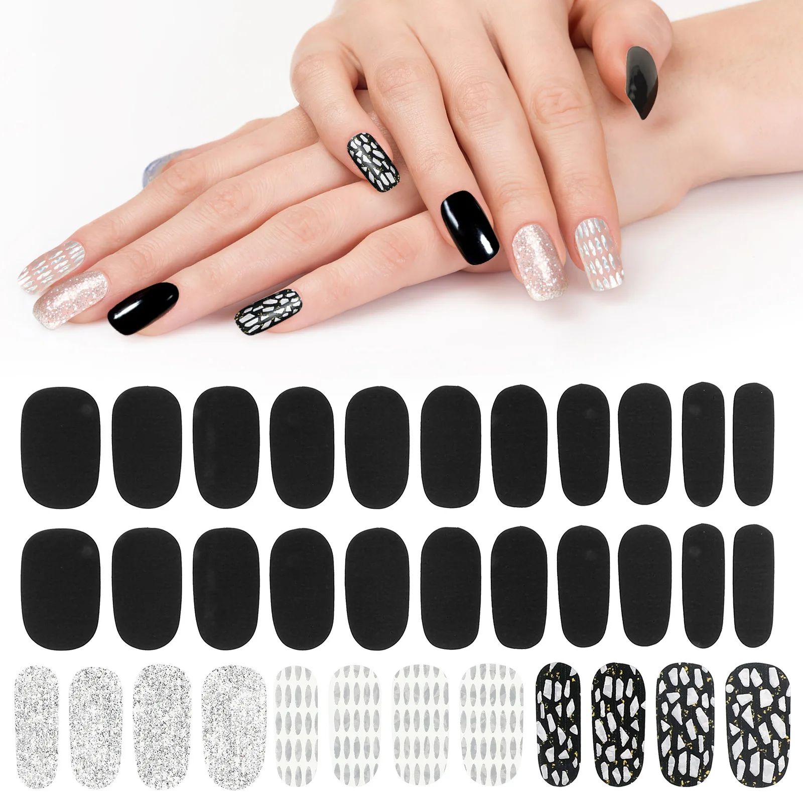 

Gel Nail Polish Strips Manicure DIY Stickers Wrap Semi Cured Nails Press on Wraps Full