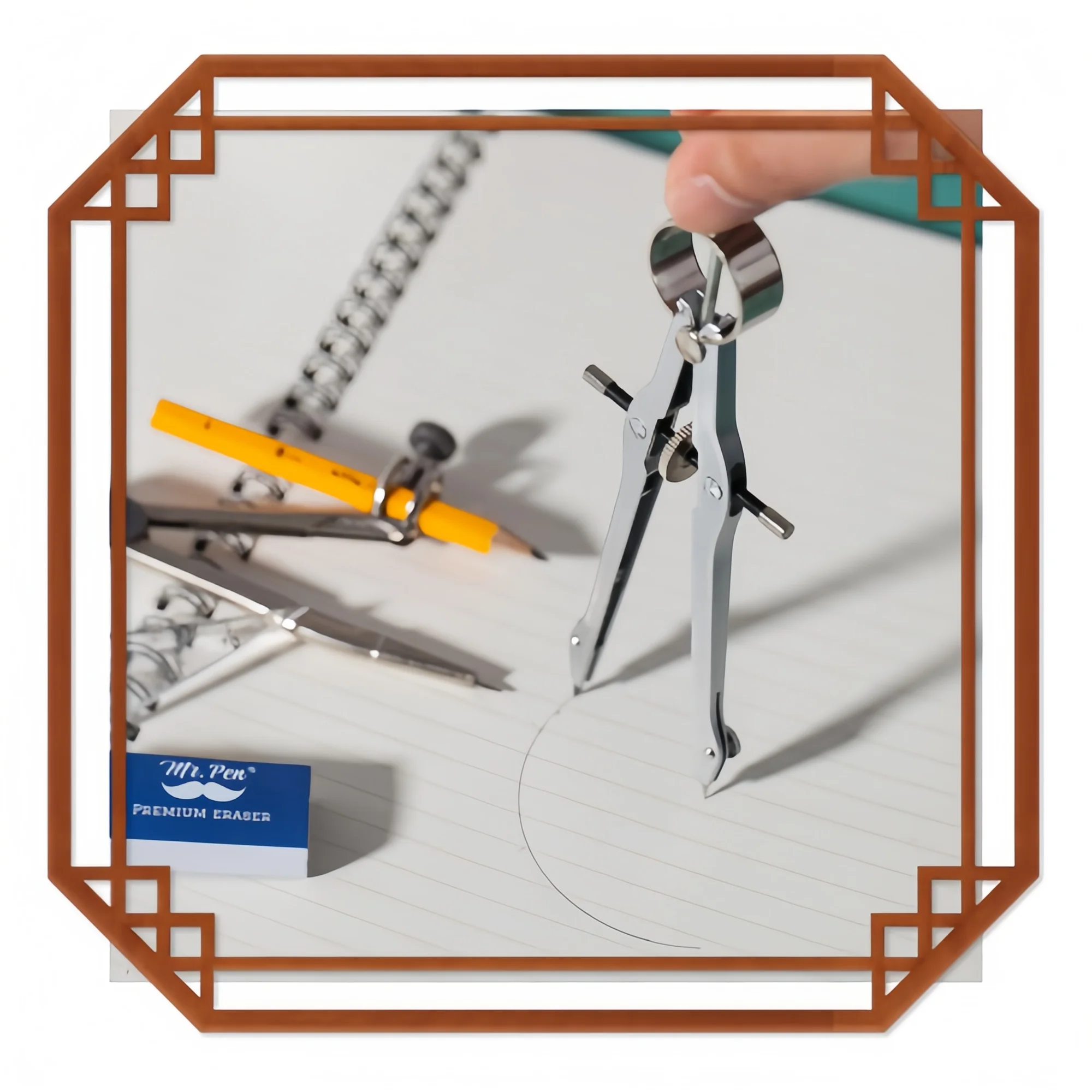 15-Piece Geometry Set with 6-Inch Protractor - Compass Ruler Back-to-School Supplies