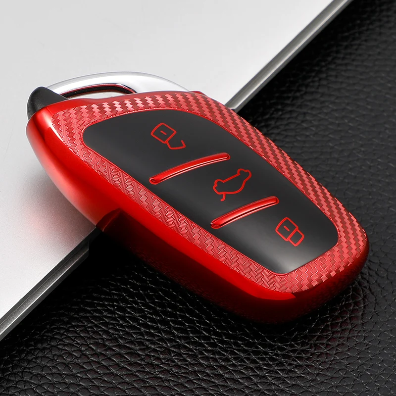 Carbon Fiber TPU Car Smart Key Case for Roewe RX5 I6 ERX5 I5 RX8 RX3 for MG6 MG ZS EV EZS HS EHS Shell Cover Protector