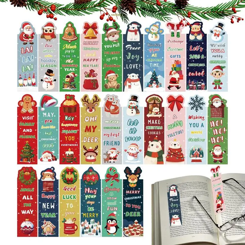 Cute Bookmarks Christmas Cartoon Book Markers For Reading 30x Colourful Scented Bookmark Page Clips Holiday Favor For Students