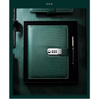 Crocodile Stripe Loose Leaf Notebook Password Book  Business Agenda Lined Pages Diary Memopad with Locked Notebook Stationery