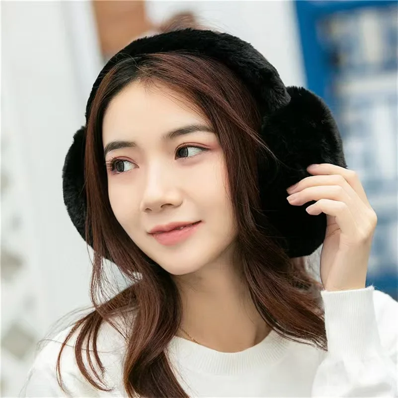 Sólido macio de pelúcia orelha manter mais quente inverno earmuffs para mulheres moda ao ar livre earflap proteção orelha-muffs capa de orelha