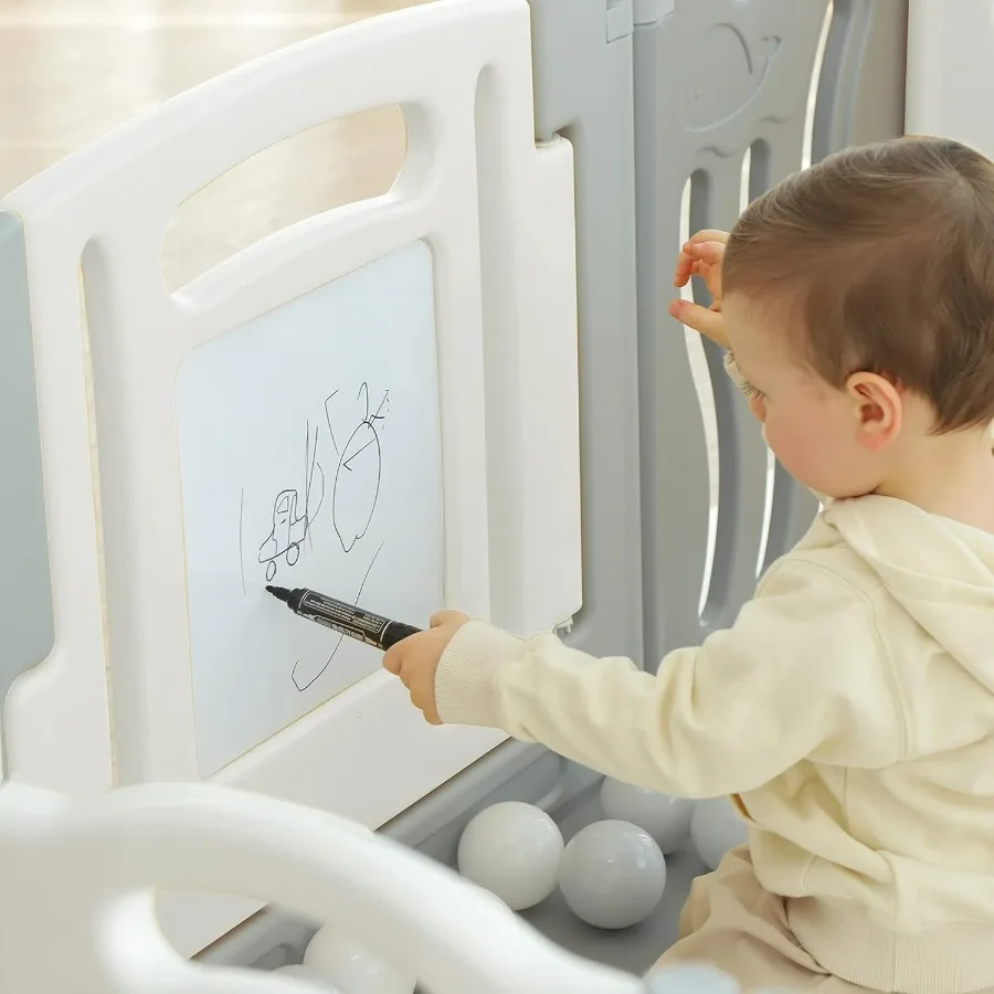 Box per bambini Centro attività Sicurezza Gioca Cortile Casa Interno Esterno Nuova penna 14 pannelli Bianco oceano