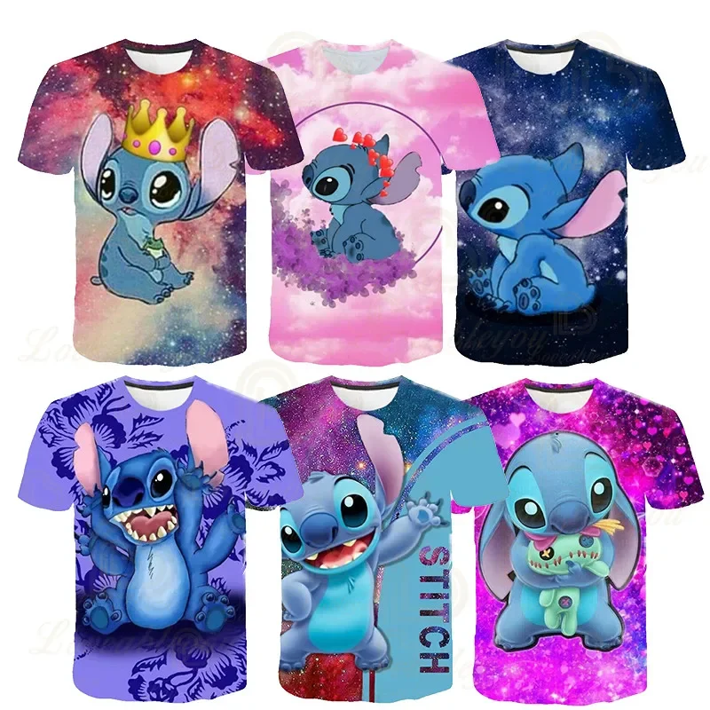 2023 New Children Stitch T-Shirts Boys Girls Cartoon Fashion Tops Tees Summer Stich Short Sleeve Round Collar T Shirts Clothing