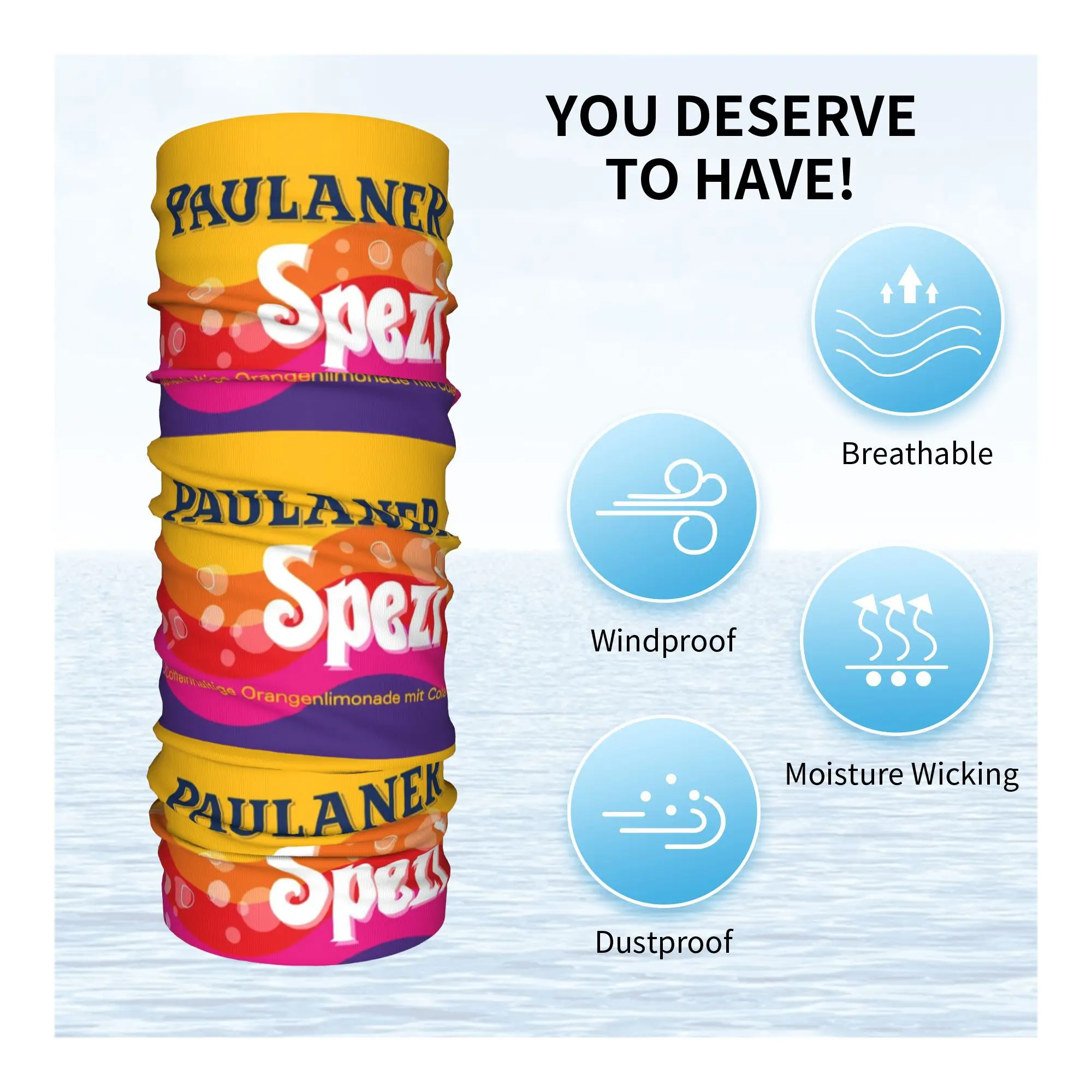 Paulaner Spezi ميونيخ باندانا غطاء الرقبة قناع مطبوع وشاح دافئ لركوب الدراجات وشاح الجري للرجال والنساء والكبار طوال الموسم