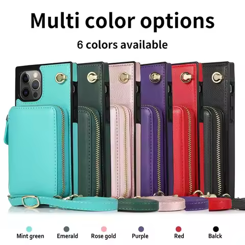 Shoulder Strap Zipper Wallet Leather Case for Samsung S24 S22 S23 FE S21 S20 S10 9 Note 20 10 9 Card Stand Holder Case XLXKDLLKB