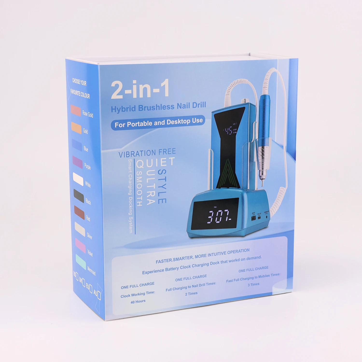 Nieuwe Borstelloze Accuboormachine 45000 RPM Oplaadbare Nagelschuurmachine Elektrische Vijlboor Frezen met Basis 85 w Hoge Snelheid 45 K